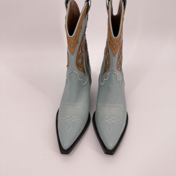 Toral Western Cowboy Blue Camel Leather Boho Festival Boots Party Coastal 36 US6 - Picture 4 of 12